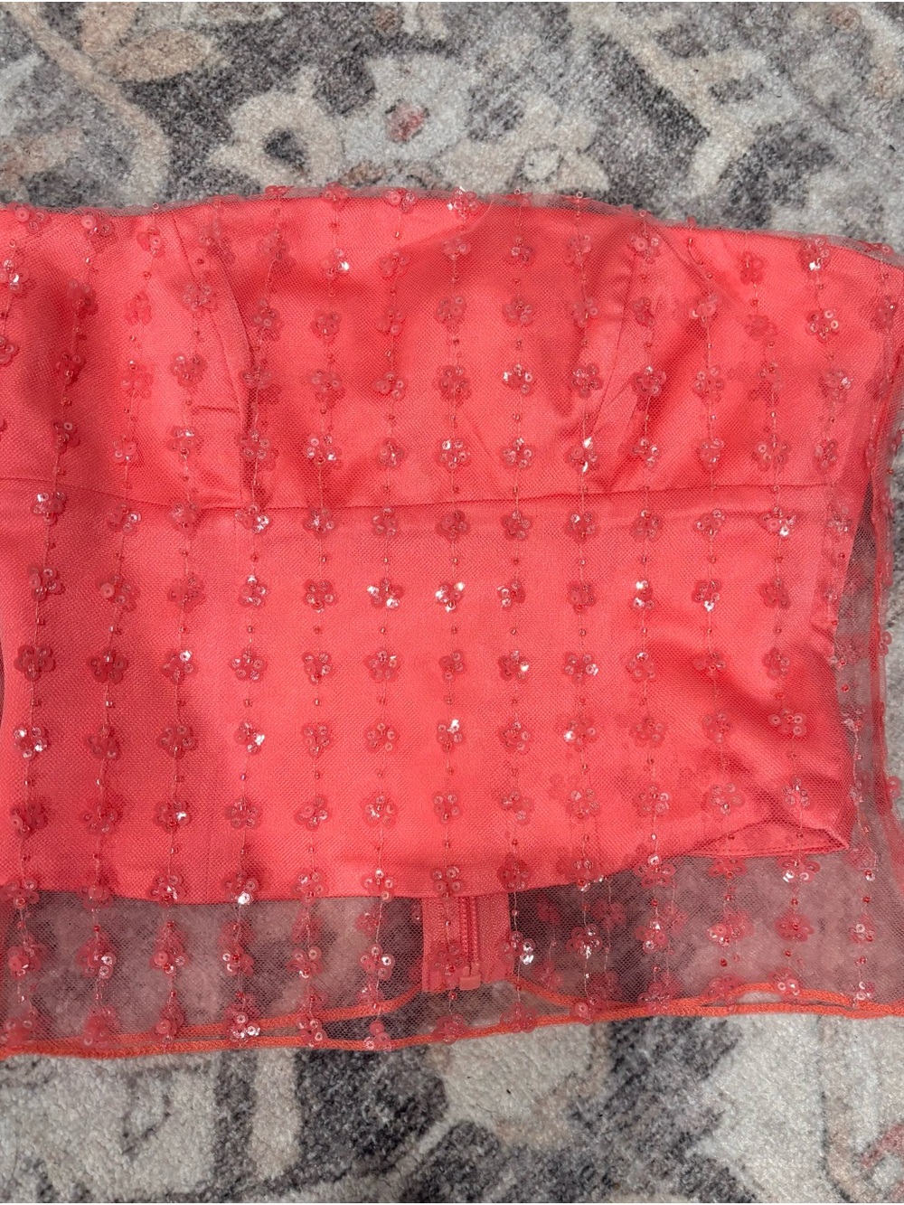 Strapless Beaded Coral Pink Tube Top